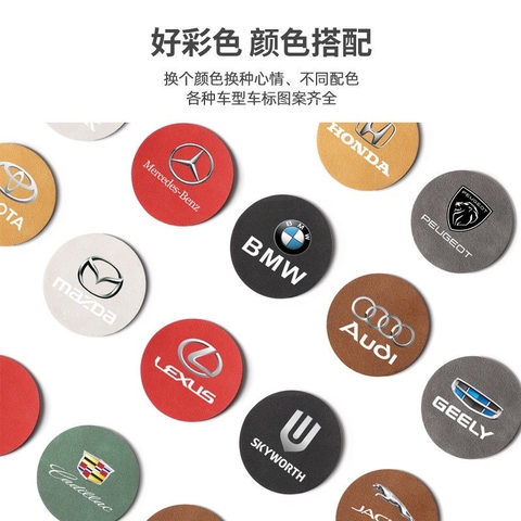 ( 6 màu) Lót cốc logo bằng da chất liệu da lộn