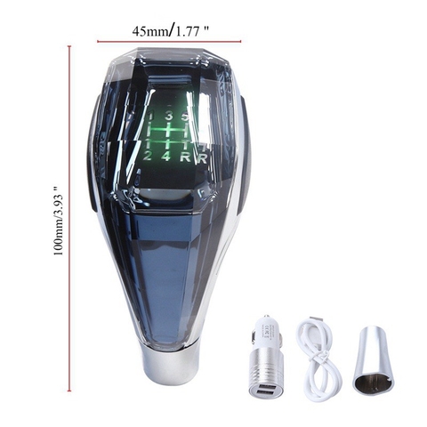 Tay Nắm Cần Số Pha Lê - Kính 5D - Đèn Led Đổi Màu - Logo Riêng Cho Dòng Xe Số Tự Động Chân Ren