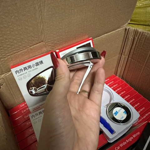 Bộ 2 gương cầu viền bạc mới 2024 ( hộp gương + gạt + túi giấy ướt )