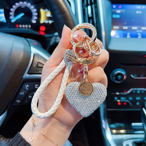 Móc Khóa Hình Trái Tim Đính Đá Kim Loại Thời Trang Đơn Giản
