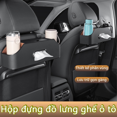 Hộp đựng đồ ghế sau ô tô chất liệu bằng da cao cấp, hộp lưu trữ ghế sau xe hơi thiết kế phong cách - HSG05