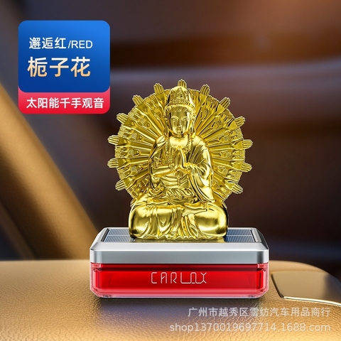 (50ml) Nước hoa ô tô CARLOX kiêm tượng phật Quan Thế Âm nghìn tay xoay 360 độ bằng năng lượng mặt trời