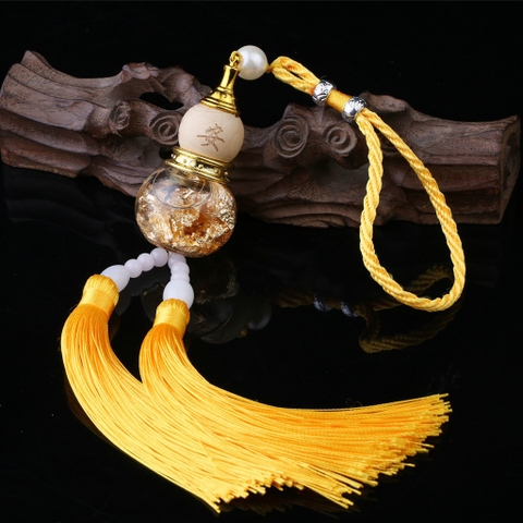 Khánh hồ lô pha lê dát vàng treo gương xe hơi
