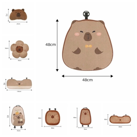 Lót Ghế Ô Tô Gối Tựa Ô Tô Hoạ Tiết Chuột Capybara Dễ Thương