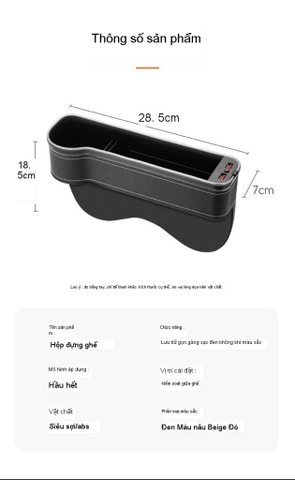 Khay Hộp Đựng Điện Thoại / Cốc / Thẻ / Đồ Uống 2 Cổng Sạc USB Có Đèn Led Gắn Ghế Ngồi Xe Hơi