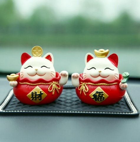 Mô hình mèo sứ - Mèo thần tài hũ tiền