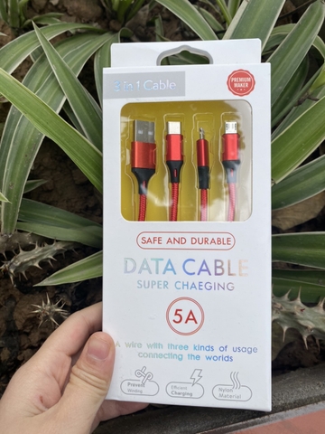 Dây sạc 3 đầu 5A ( Bạc, Đỏ, Đen, Xanh, Vàng )