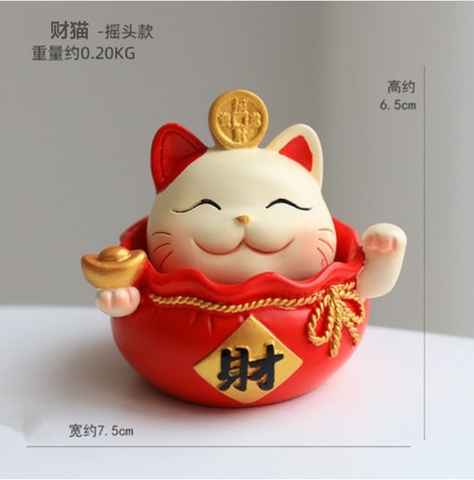 Mô hình mèo sứ - Mèo thần tài hũ tiền
