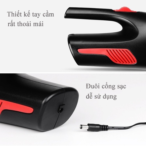 Hút bụi cầm tay cắm cổng usb công suất 120W - sạc pin - hộp đen