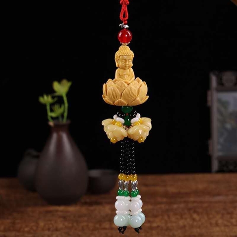 Khánh treo xe phong thủy, dây tua rua đá