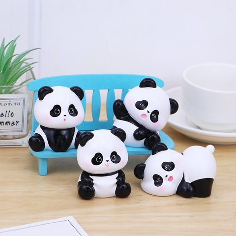 Mô hình gấu trúc mini để bàn biểu cảm dễ thương Ráp trang trí taplo ô tô, bàn học, bàn làm việc, quà tặng