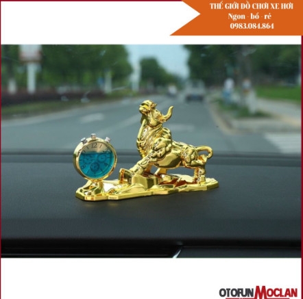 Tượng Trâu vàng phong thủy để xe ô tô - Biểu tượng của may mắn, tài lộc tặng kèm nước hoa ô tô