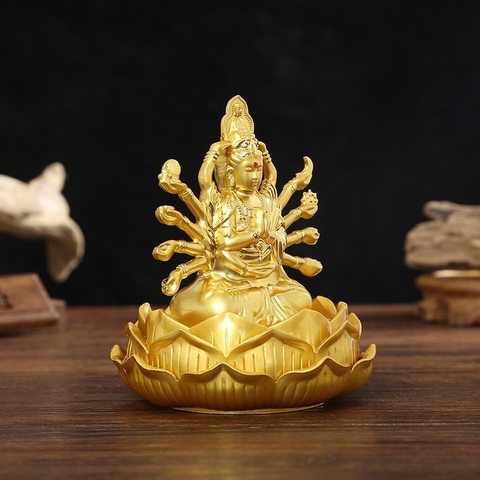 (5 Mẫu) Tượng Quan Âm Bồ Tát Hai Mặt Mạ Vàng Toạ Đế Sen - Trang Trí Ô Tô