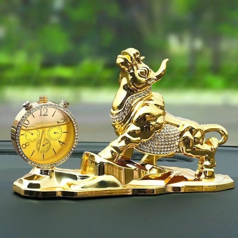 Tượng Trâu Đính Đá Đồng Hồ Có Chứa Nước Hoa