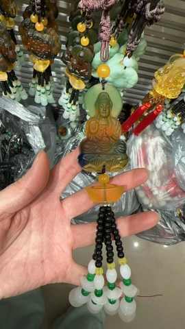 Khánh treo xe phong thủy, dây tua rua đá