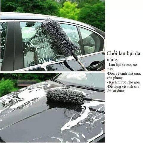 Chổi tròn vệ sinh nội thất ô tô có cán rút gọn