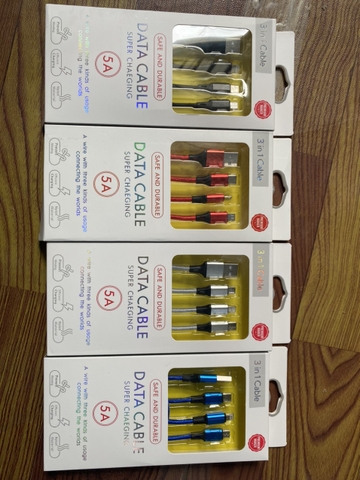 Dây sạc 3 đầu 5A ( Bạc, Đỏ, Đen, Xanh, Vàng )