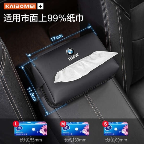 Hộp Da Đựng Khăn Giấy Gắn Chỗ Tỳ Tay Xe Ô Tô , Treo Sau Ghế , Kính Chắn Nắng , Taplo Bằng Da PU Cao Cấp Mix logo xe