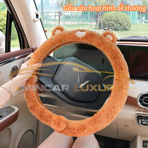 Bọc vô lăng tai mèo chất liệu lông thỏ mềm