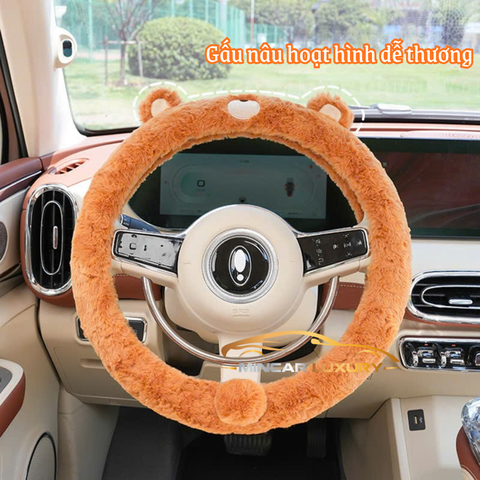 Bọc vô lăng tai mèo chất liệu lông thỏ mềm