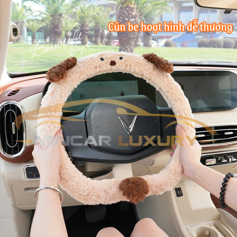 Bọc vô lăng tai mèo chất liệu lông thỏ mềm