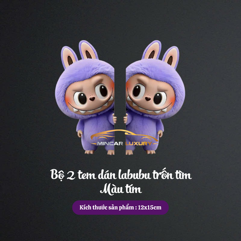 Bộ 2 tem dán Cột A trang trí ô tô hình LABUBU dễ thương