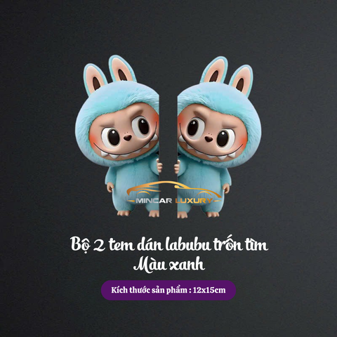 Bộ 2 tem dán Cột A trang trí ô tô hình LABUBU dễ thương