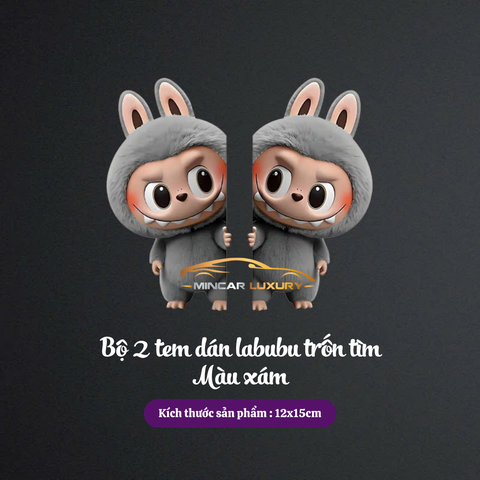 Bộ 2 tem dán Cột A trang trí ô tô hình LABUBU dễ thương