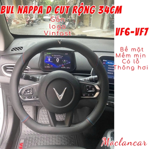 Combo BVL Nappa D cut chỉ xanh + Logo VINFAST VF6,VF7  Bọc D CUT Size 34cm