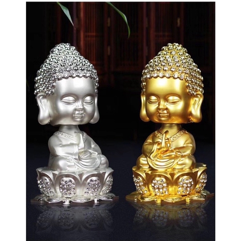 Tượng phật thích ca mâu ni đính đá đầu có lò xo