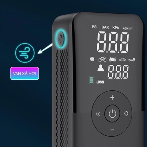 Bơm lốp Ô Tô CARSUN Mini Sạc Pin Điện Tử Tự Ngắt Không Dây - Máy Bơm Hơi Đa Năng Kèm Sạc Tiện Dụng Chất Lượng Cao