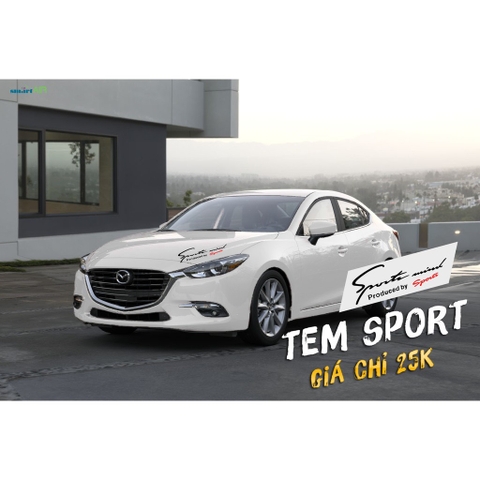Tem dán decal Sport mind produced by Sports - tem dán nắp capo size 31x11cm