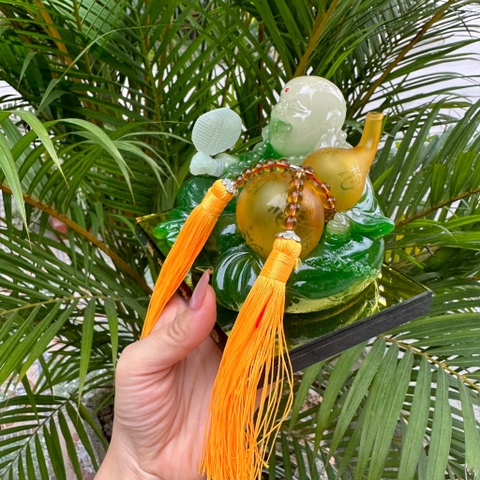 Tượng đá ngọc ông phật di lặc cầm quả hồ lô