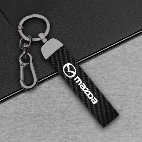 Móc khoá dây da dài sợi carbon thể thao in logo hãng