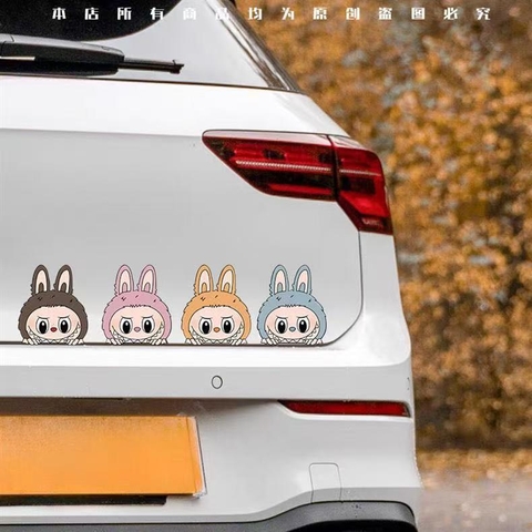 Tem decal trang trí ngoại thất xe hơi Mí Mắt Vết Xước Labubu