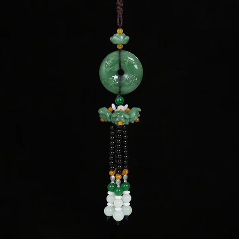 Khánh treo xe phong thủy, dây tua rua đá