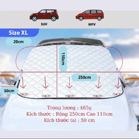 Bạt kính lái hút nam châm có tai che gương fom mới 2025