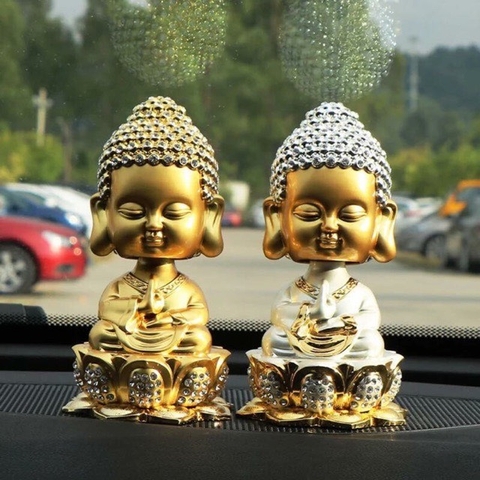 Tượng phật thích ca mâu ni đính đá đầu có lò xo