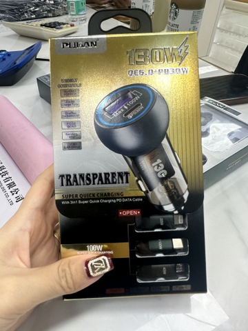 Tẩu sạc xe hơi ô tô Pugan 130w  (QC6.0 + PD30W)