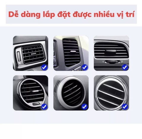 Giá đỡ điện thoại cài cửa gió điều hoà V8 chất liệu nhựa ABS cứng cáp cao cấp, có thể xoay 360 độ