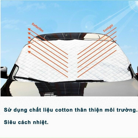 Bạt phủ kính lái xe ô tô - bạt kính lái 4 lớp tráng nhôm cách nhiệt-Fom cũ