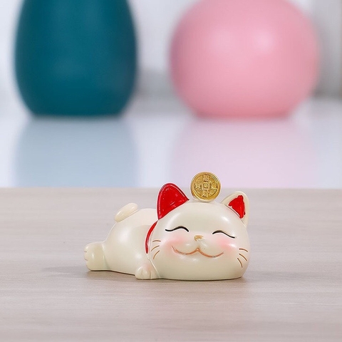 Mô hình mèo sứ - Mèo thần tài hũ tiền