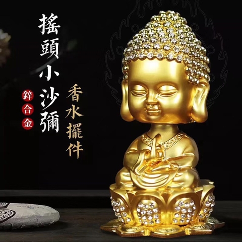Tượng phật thích ca mâu ni đính đá đầu có lò xo