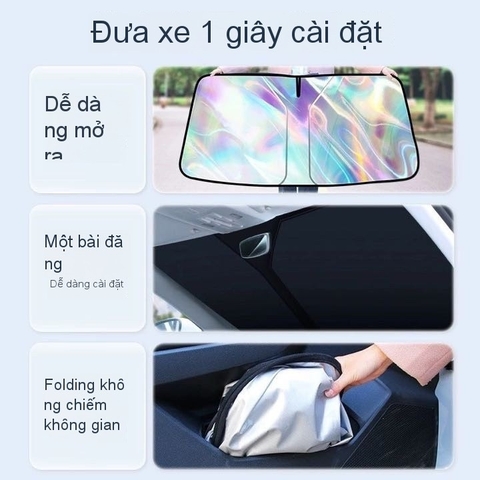 Tấm che nắng trong kính lái ô tô gấp gọn thông minh - phủ bạc titan chống nóng