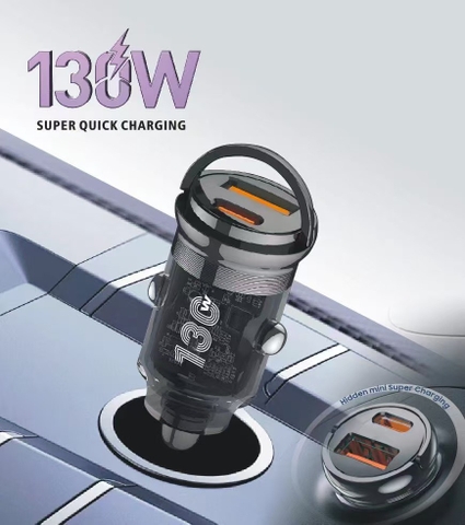 Tẩu sạc xe hơi ô tô Pugan 130w  (QC6.0 + PD30W)
