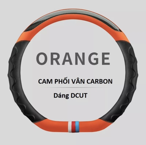 Bọc vô lăng vân carbon phối da nhiều màu - Luxury Car size 38cm - D cut D0638