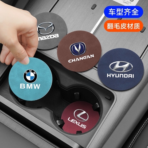 ( 6 màu) Lót cốc logo bằng da chất liệu da lộn