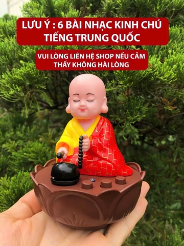 Tượng phật chú tiểu gõ mõ tụng kinh - Tượng GM05 gật đầu bằng NLMT