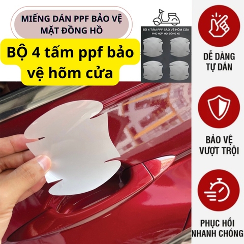 Bộ PPF TPU 4 Miếng Dán Trong Suốt Tay Nắm Hõm Cửa Ô Tô , Film Ppf Chống Xước Tay Nắm Cửa Ô Tô