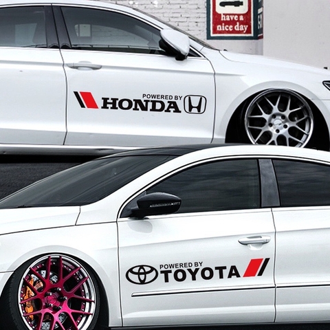 Bộ 02 Tem Dán Sườn Có Logo Hãng Xe Ô Tô, Decal Sticker Dán Xe Hơi Phong Cách Thể Thao Cá Tính